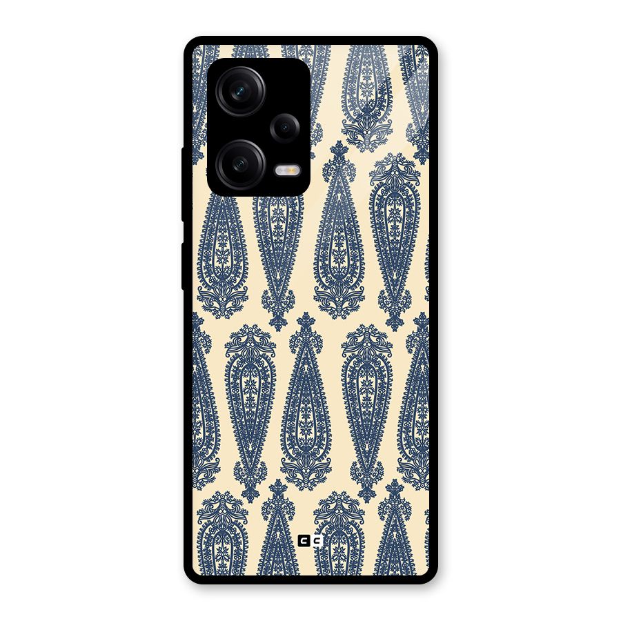 Kalamkari Design Glass Back Case for Redmi Note 12 Pro