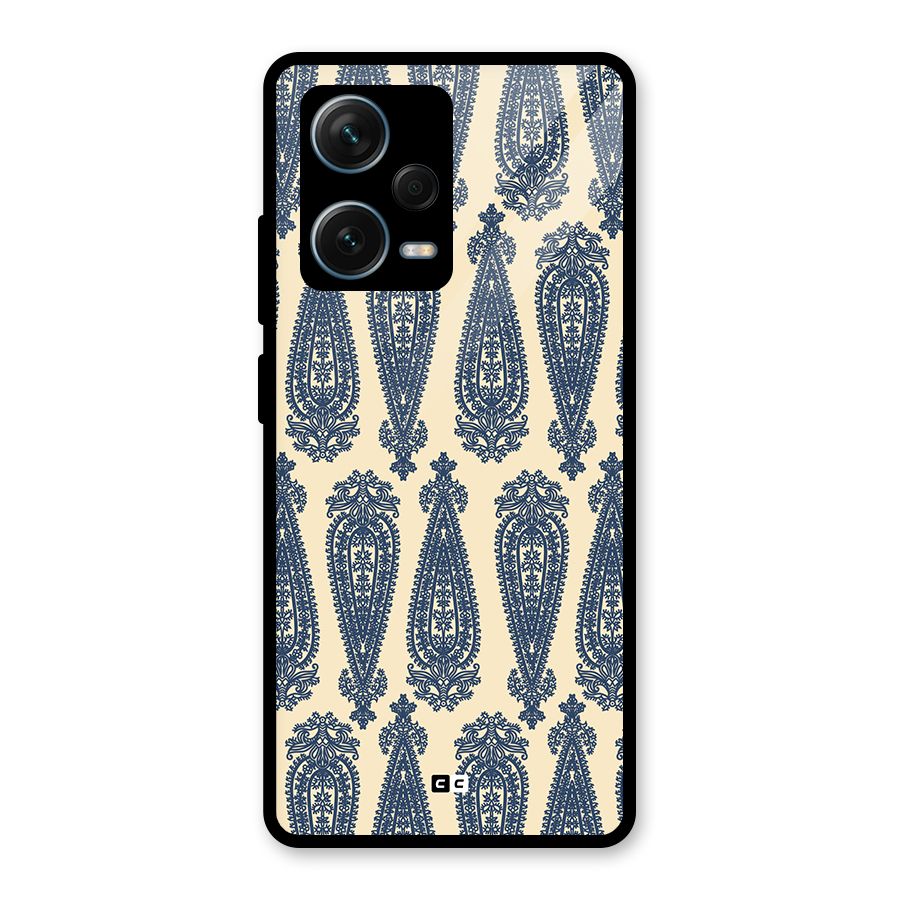 Kalamkari Design Glass Back Case for Redmi Note 12 Pro Plus 5G