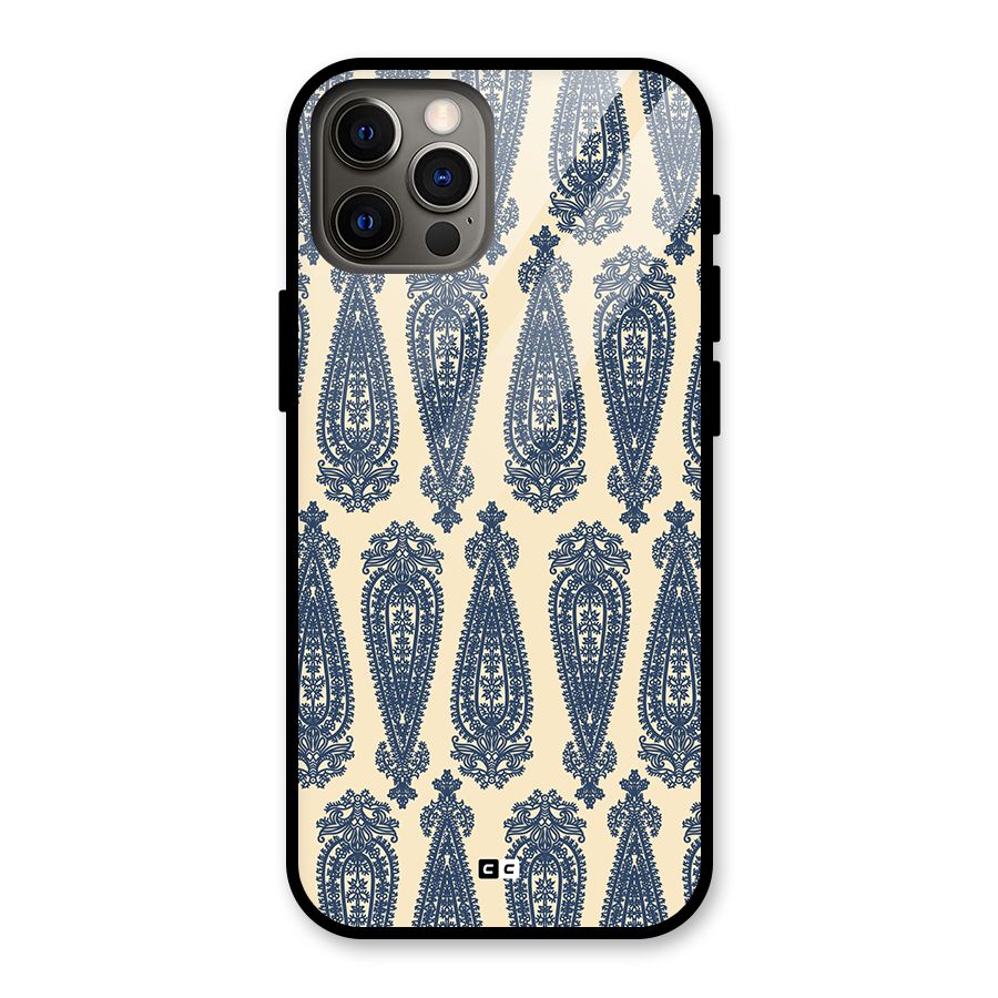 Kalamkari Design Glass Back Case for iPhone 12 Pro