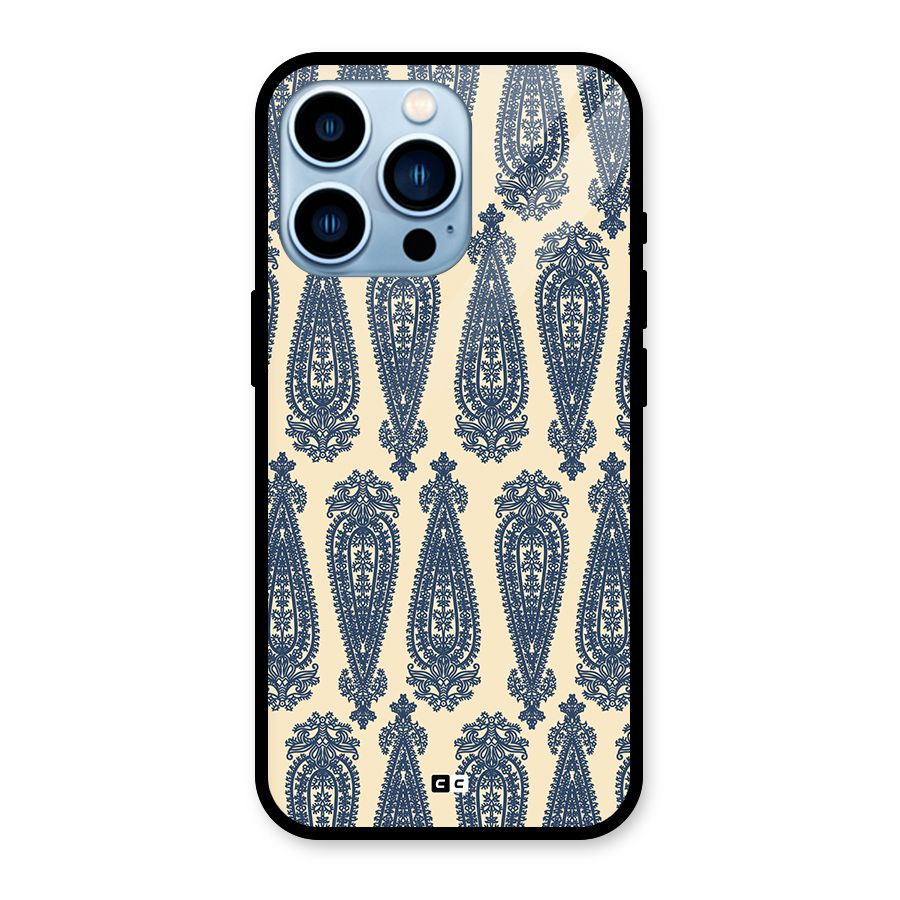 Kalamkari Design Glass Back Case for iPhone 13 Pro