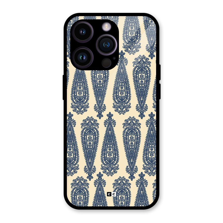 Kalamkari Design Glass Back Case for iPhone 14 Pro