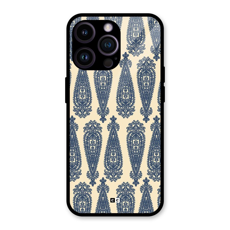 Kalamkari Design Glass Back Case for iPhone 14 Pro Max