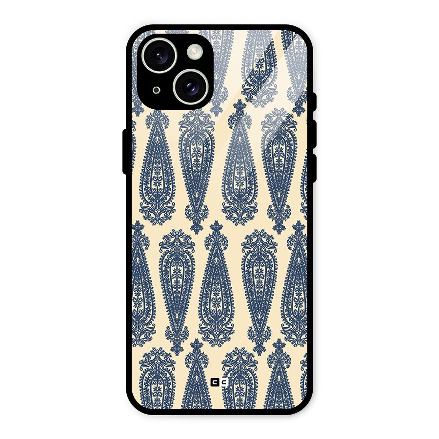 Kalamkari Design Glass Back Case for iPhone 15 Plus