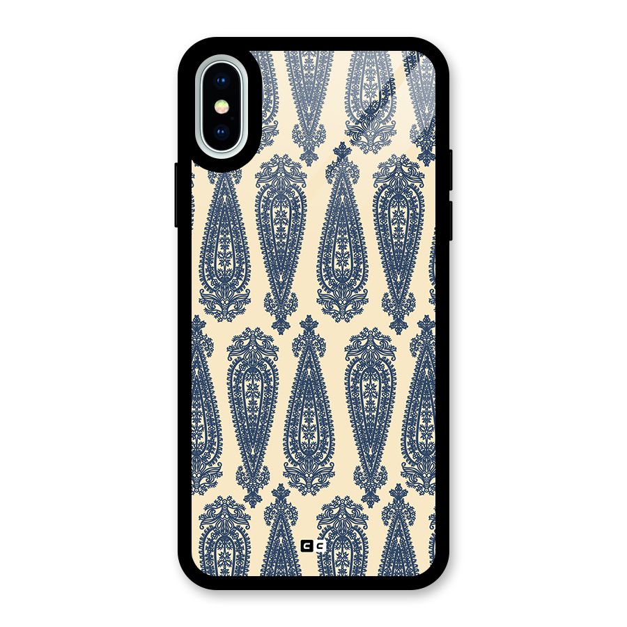 Kalamkari Design Glass Back Case for iPhone XS