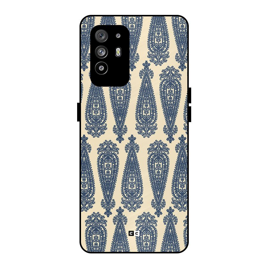 Kalamkari Design Metal Back Case for Oppo F19 Pro Plus 5G
