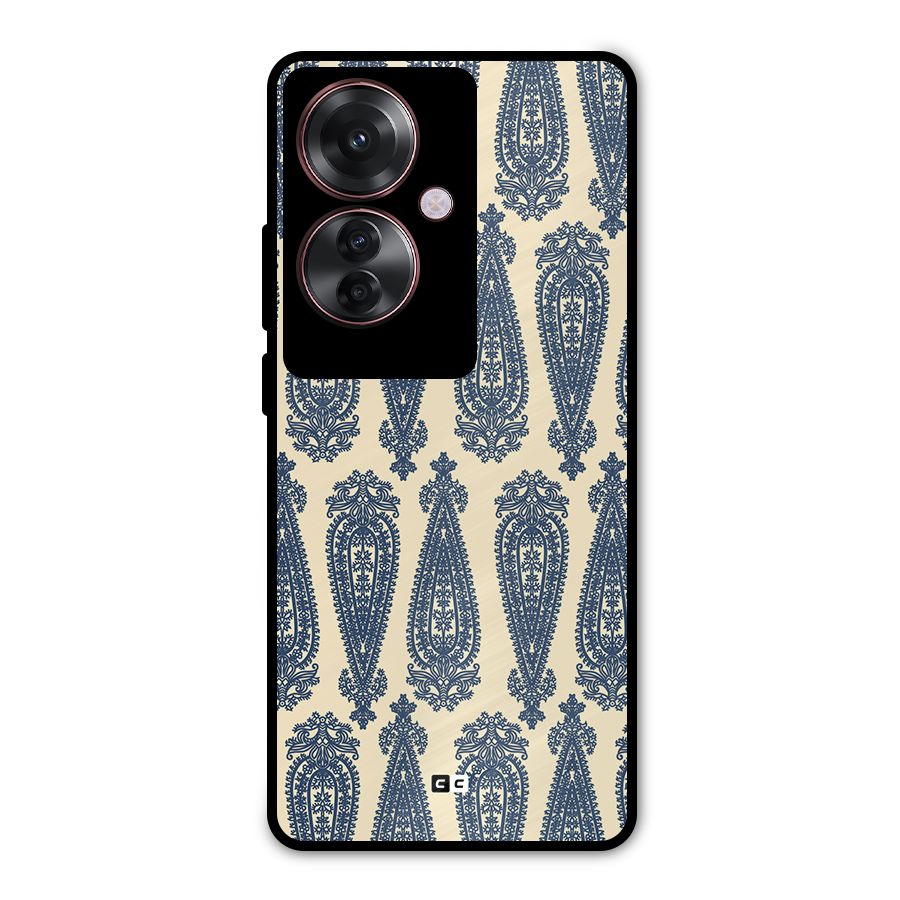 Kalamkari Design Metal Back Case for Oppo F25 Pro