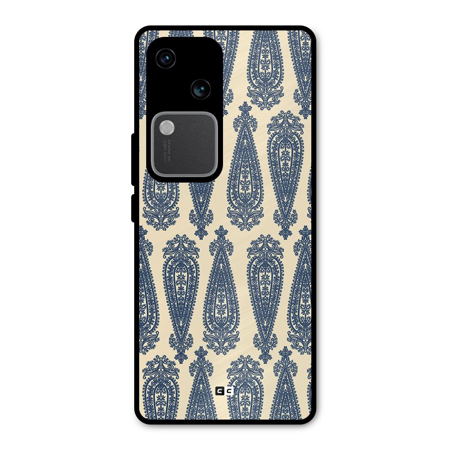 Kalamkari Design Metal Back Case for Vivo V30 Pro