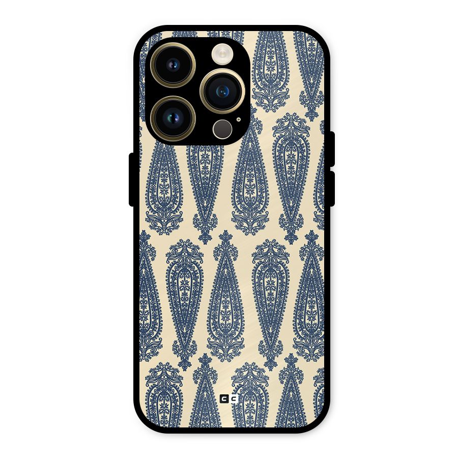 Kalamkari Design Metal Back Case for iPhone 14 Pro