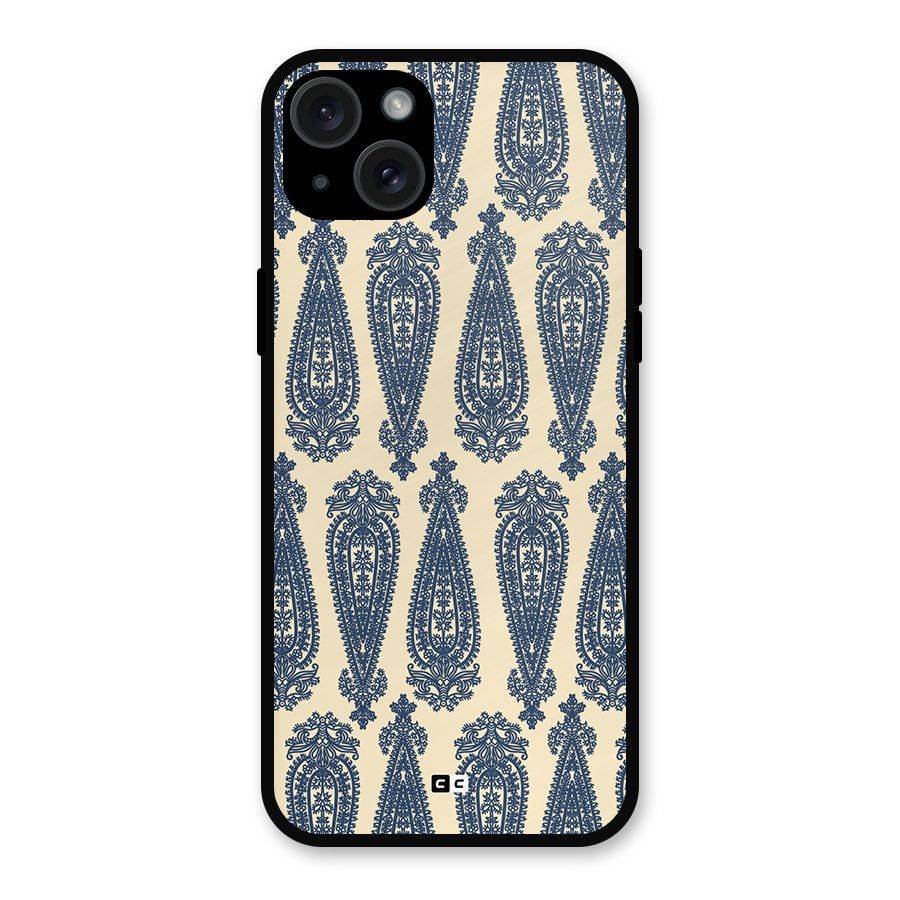 Kalamkari Design Metal Back Case for iPhone 15 Plus