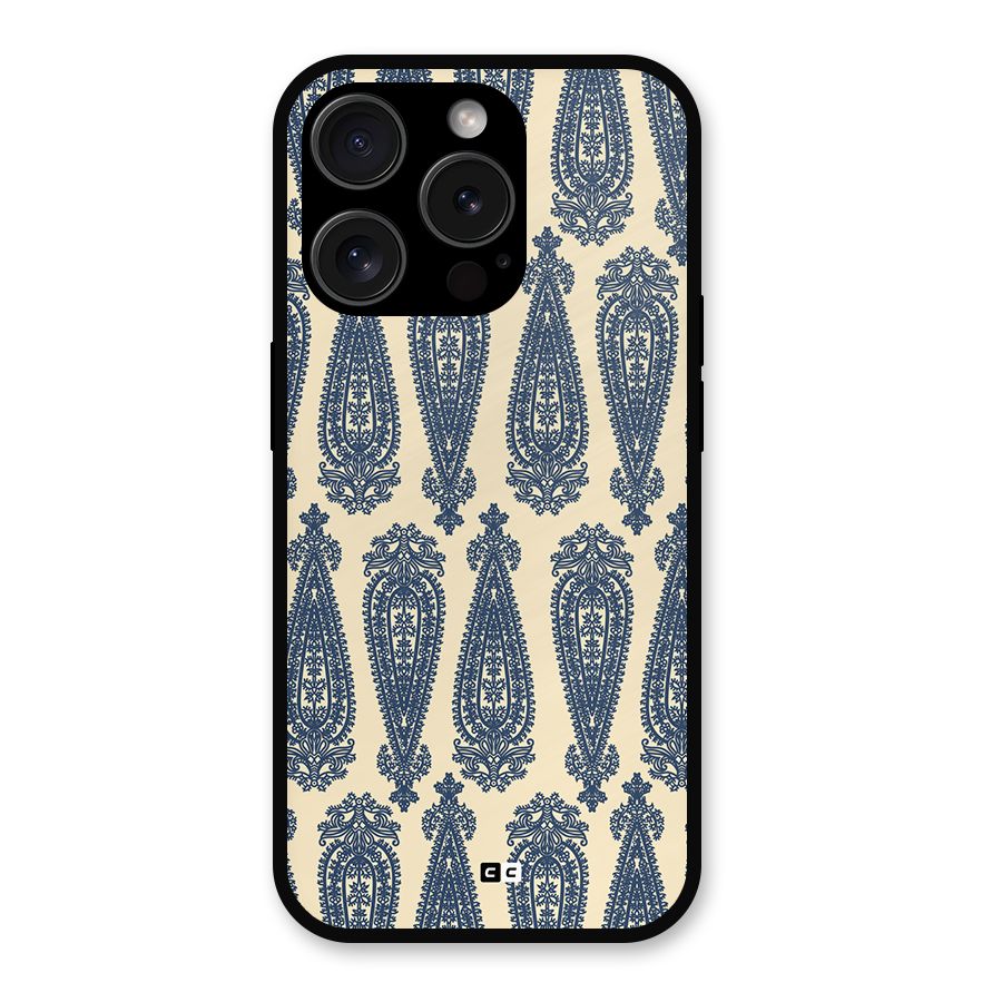 Kalamkari Design Metal Back Case for iPhone 15 Pro
