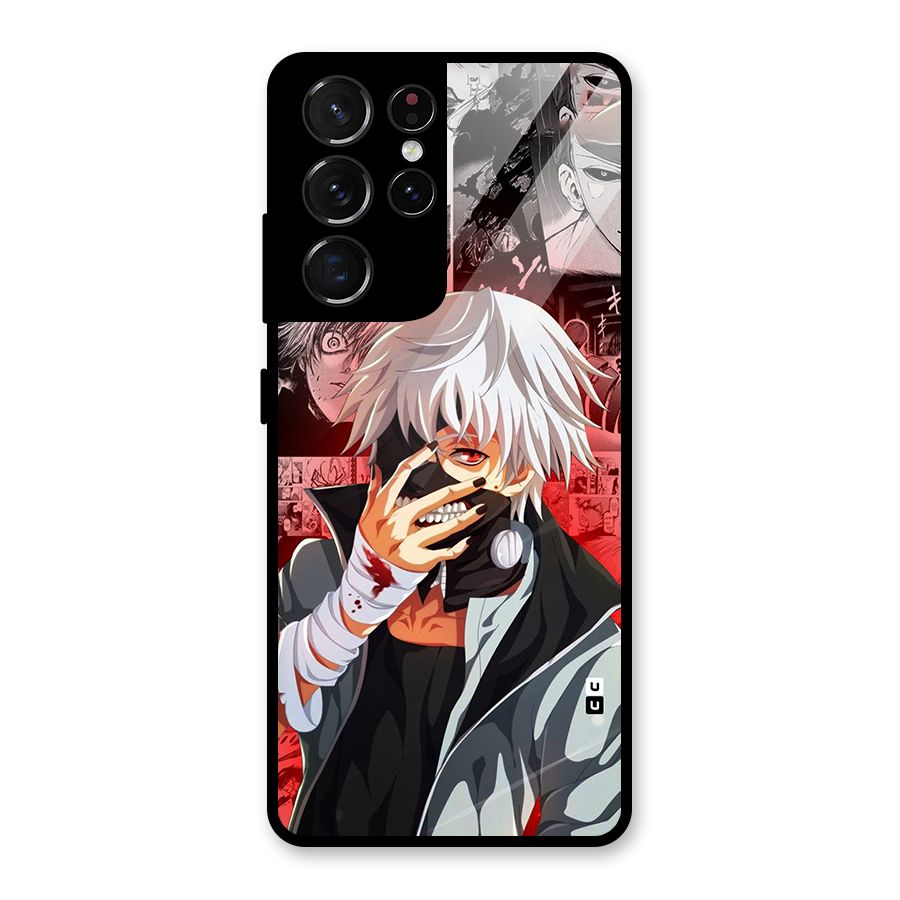 Kaneki Ken Manga Style Glass Back Case for Galaxy S21 Ultra 5G