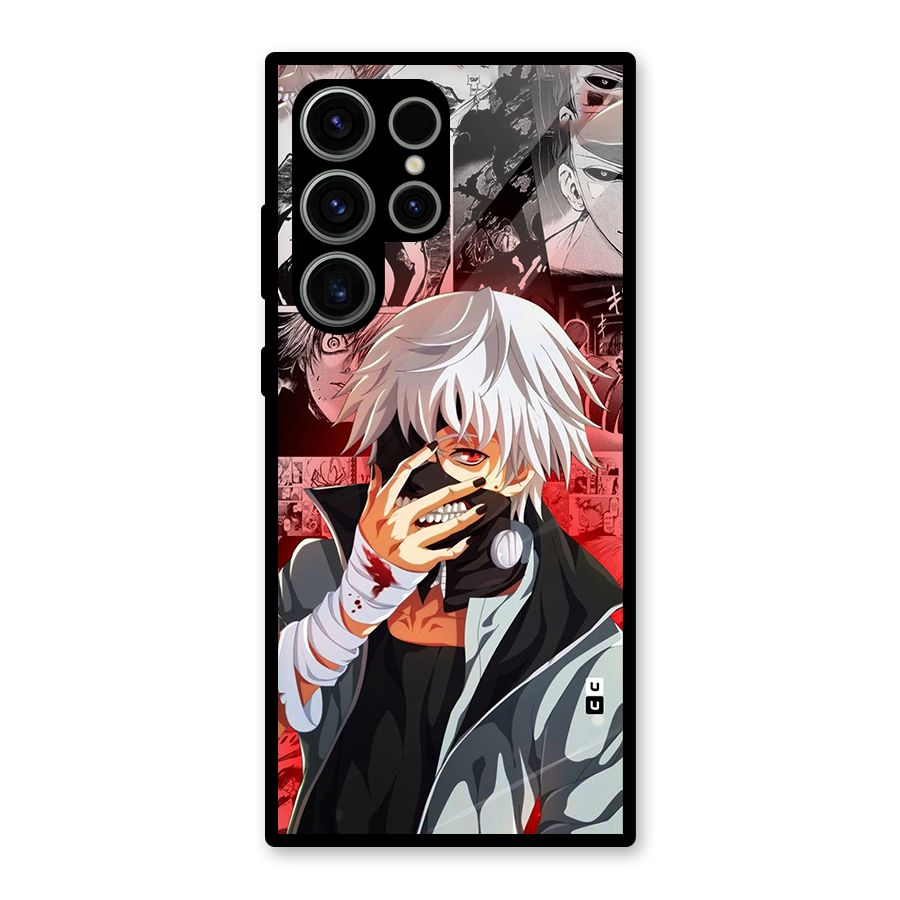 Kaneki Ken Manga Style Glass Back Case for Galaxy S23 Ultra
