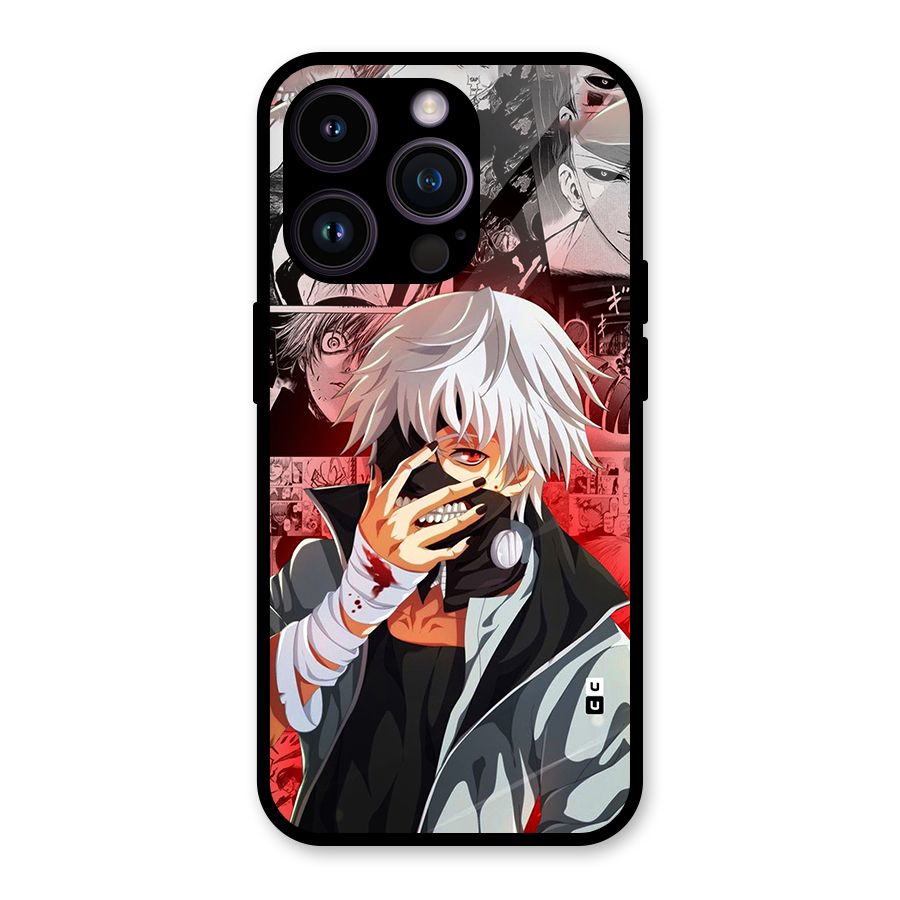 Kaneki Ken Manga Style Glass Back Case for iPhone 14 Pro