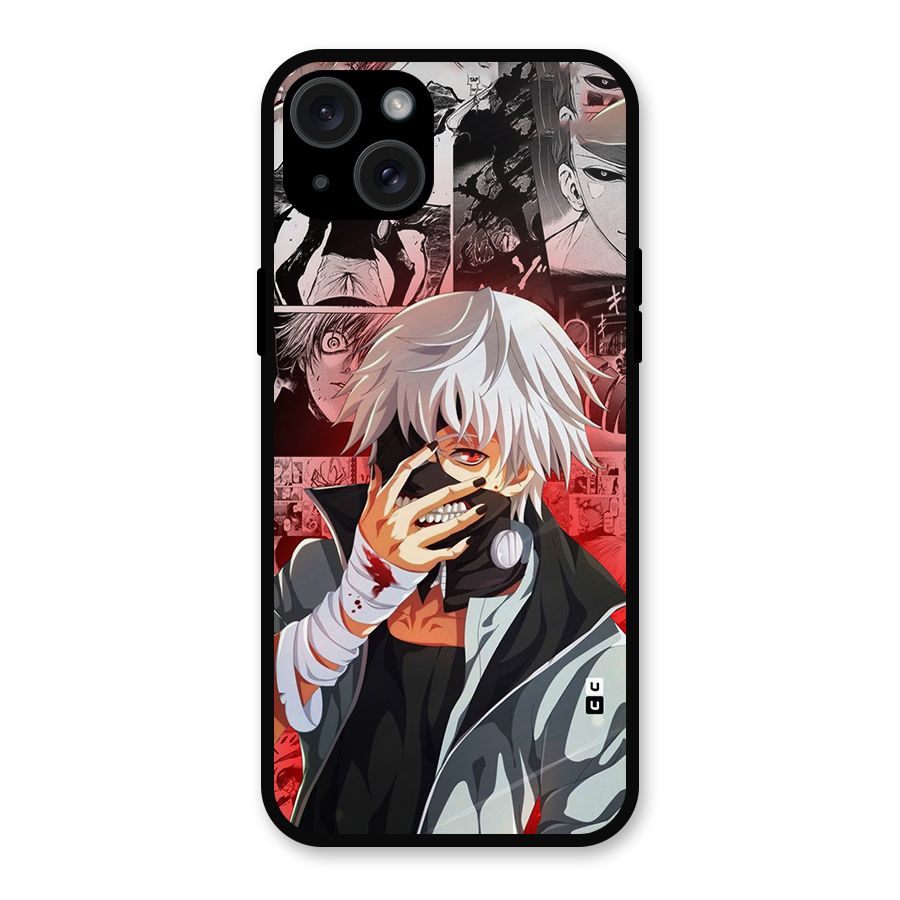 Kaneki Ken Manga Style Metal Back Case for iPhone 15 Plus