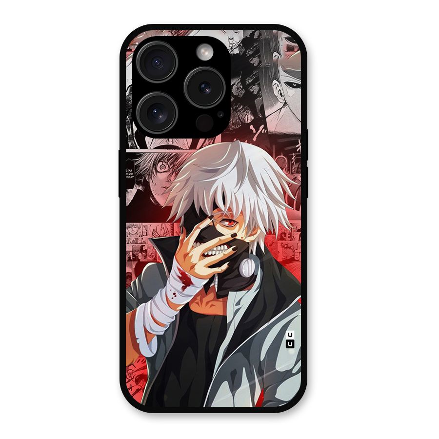 Kaneki Ken Manga Style Metal Back Case for iPhone 15 Pro