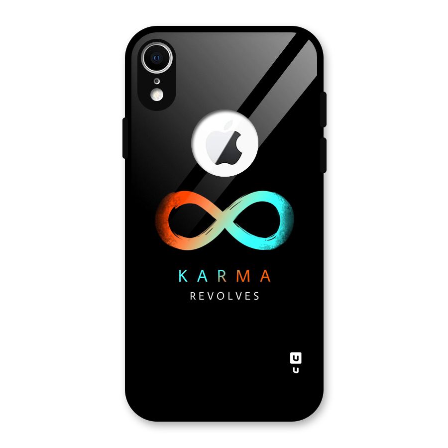 Karma Revolves Glass Back Case for iPhone XR Logo Cut