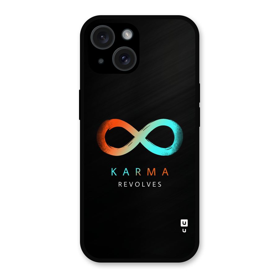 Karma Revolves Metal Back Case for iPhone 15