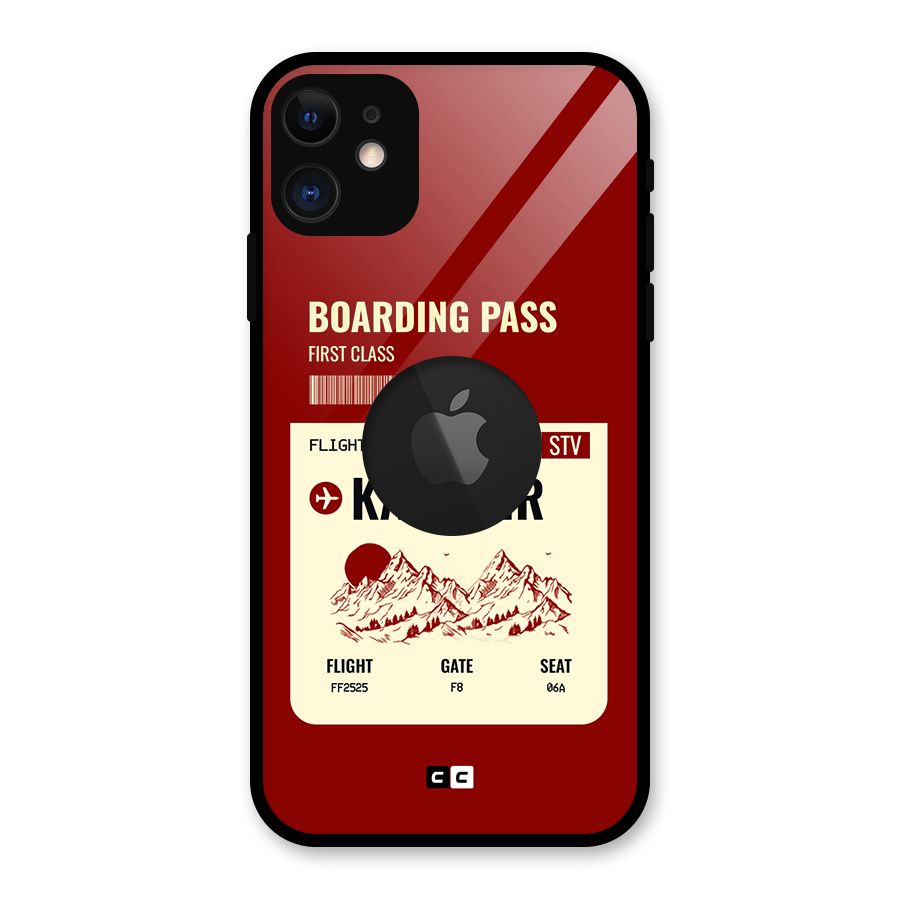 Kashmir Boarding Pass Glass Back Case for iPhone 11 Logo Cut