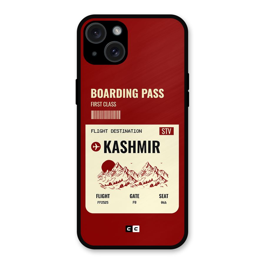 Kashmir Boarding Pass Metal Back Case for iPhone 15 Plus