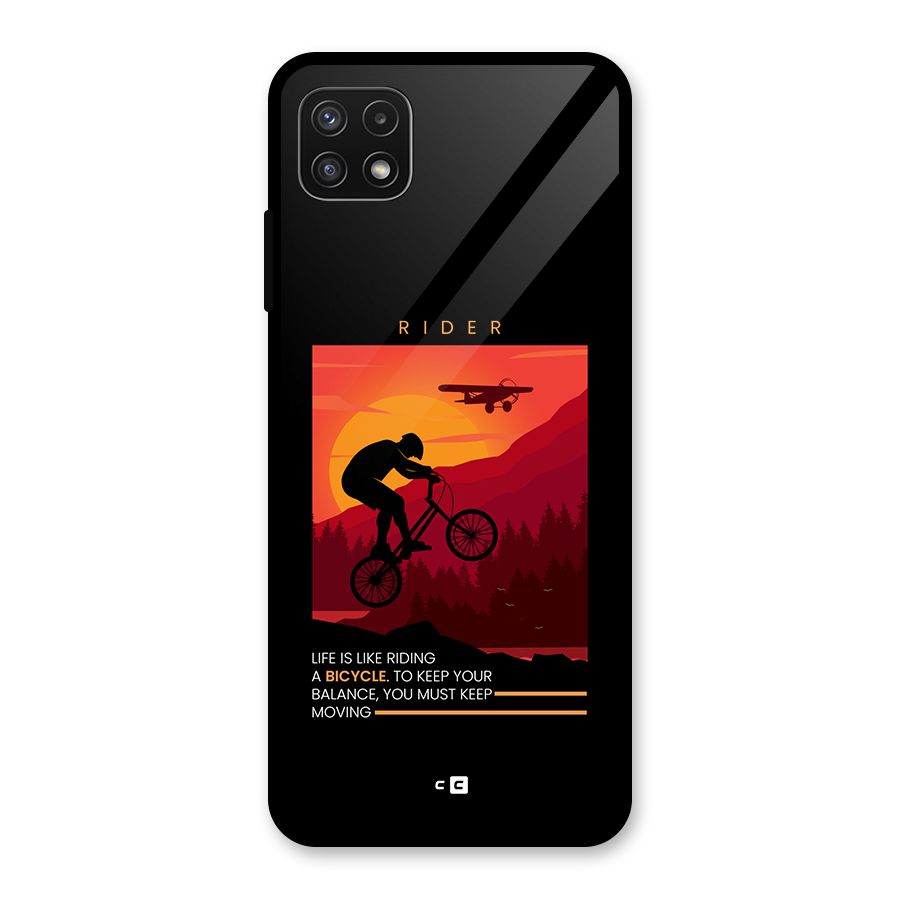 Keep Moving Rider Glass Back Case for Galaxy A22 5G