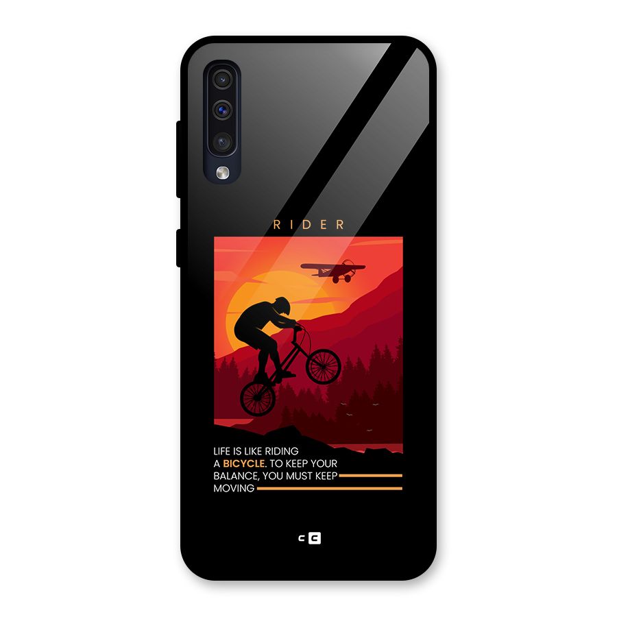 Keep Moving Rider Glass Back Case for Galaxy A30s