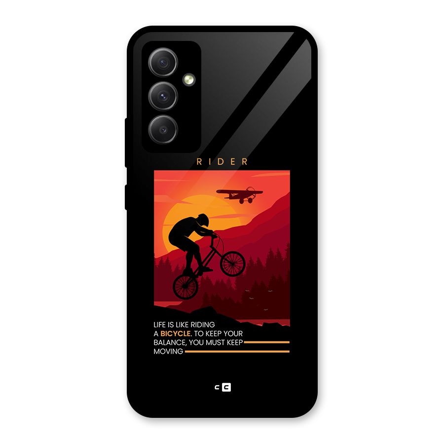 Keep Moving Rider Glass Back Case for Galaxy A34