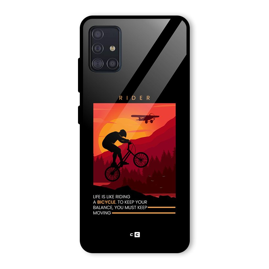 Keep Moving Rider Glass Back Case for Galaxy A51