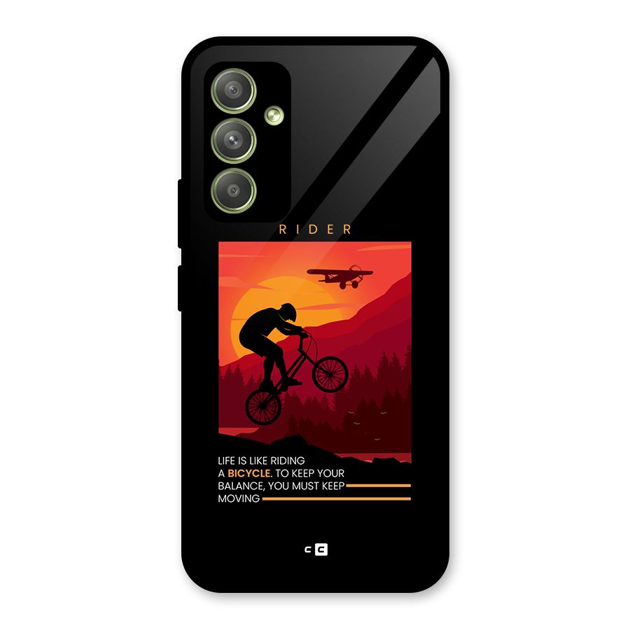 Keep Moving Rider Glass Back Case for Galaxy A54