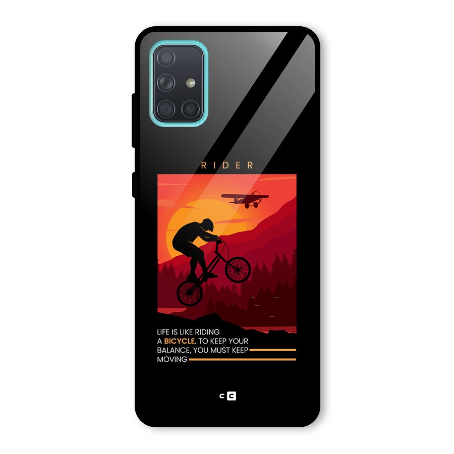 Keep Moving Rider Glass Back Case for Galaxy A71