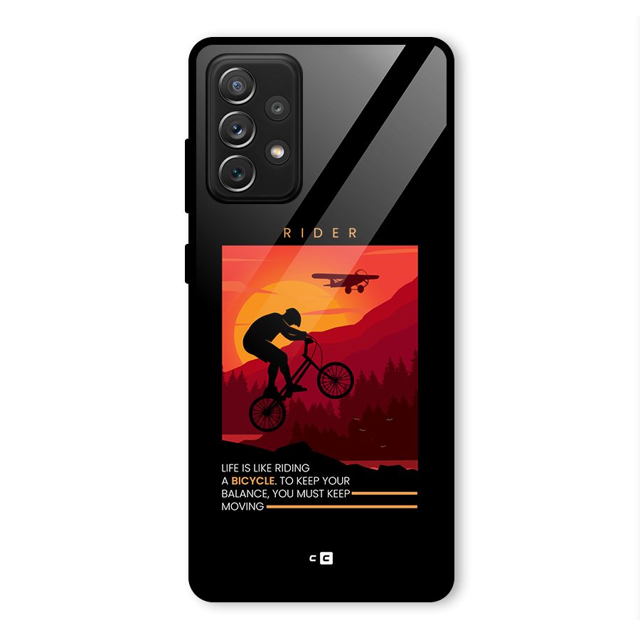 Keep Moving Rider Glass Back Case for Galaxy A72