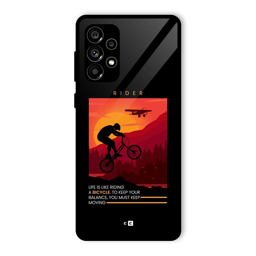 Keep Moving Rider Glass Back Case for Galaxy A73 5G