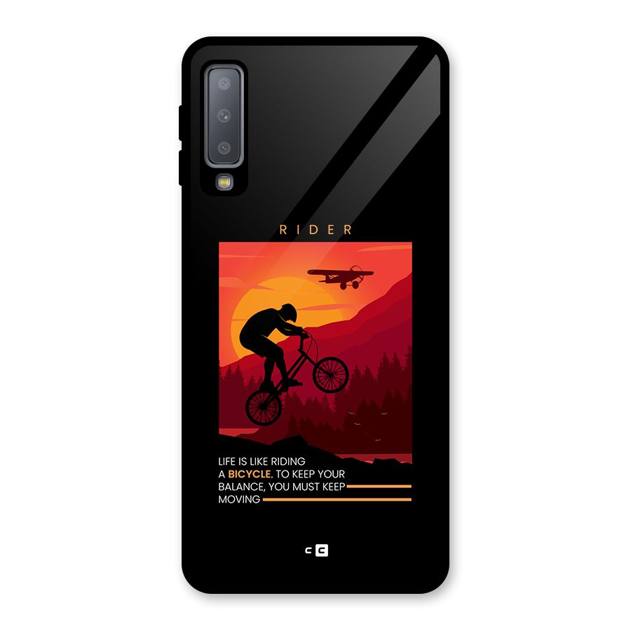 Keep Moving Rider Glass Back Case for Galaxy A7 (2018)