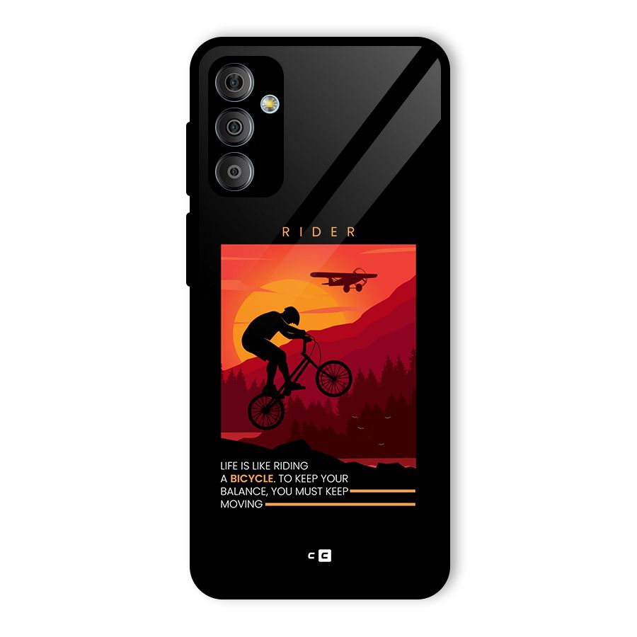 Keep Moving Rider Glass Back Case for Galaxy F23