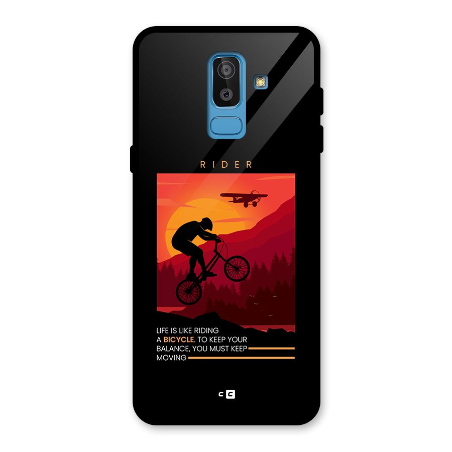 Keep Moving Rider Glass Back Case for Galaxy J8
