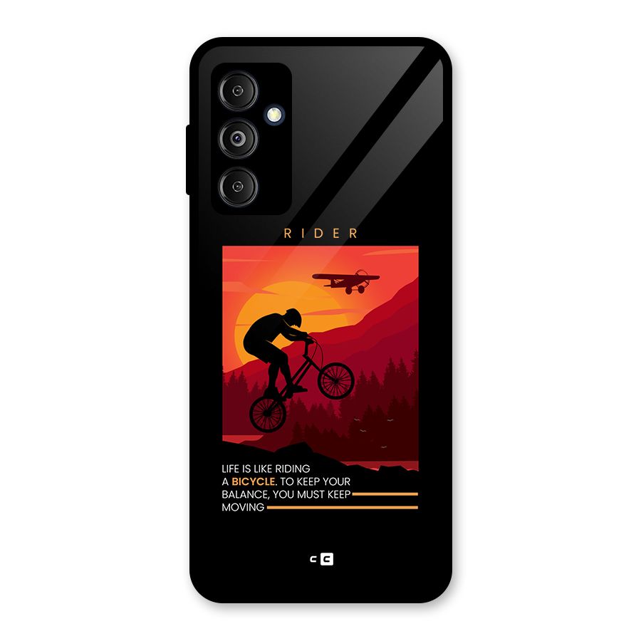 Keep Moving Rider Glass Back Case for Galaxy M14 5G