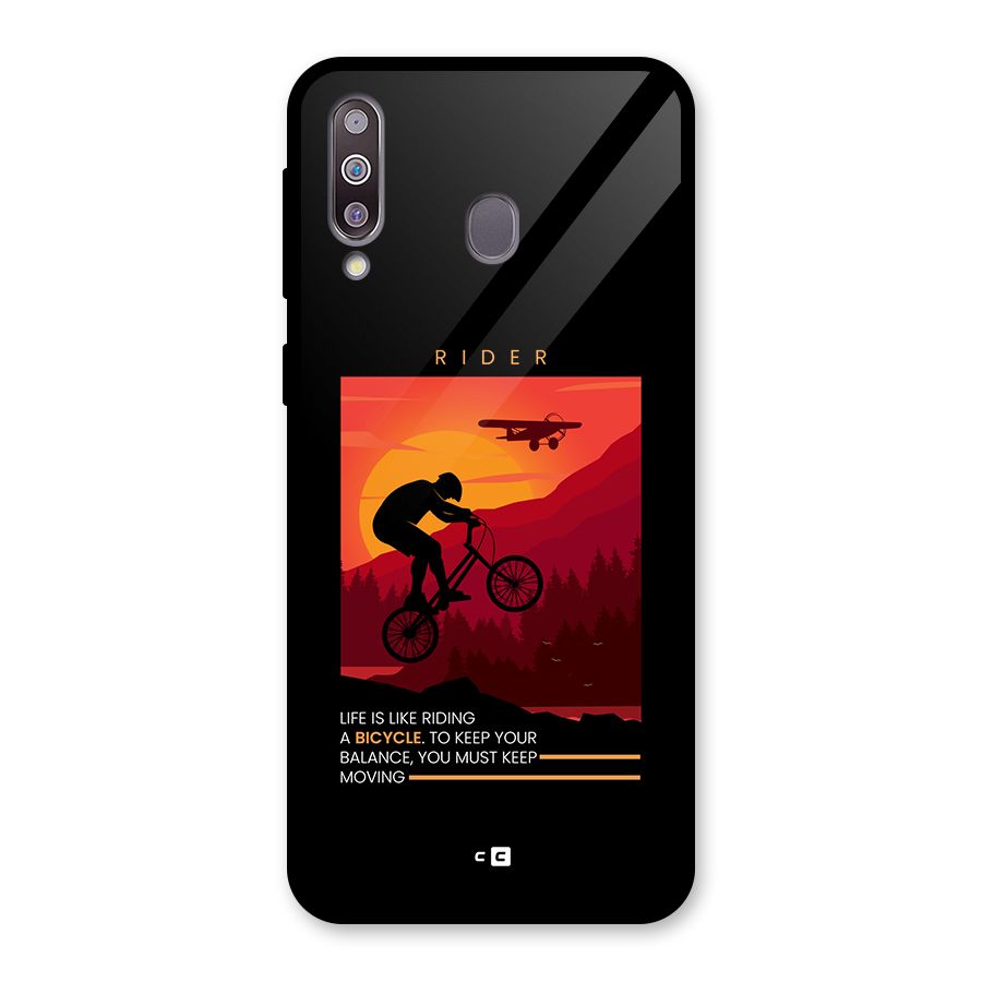 Keep Moving Rider Glass Back Case for Galaxy M30