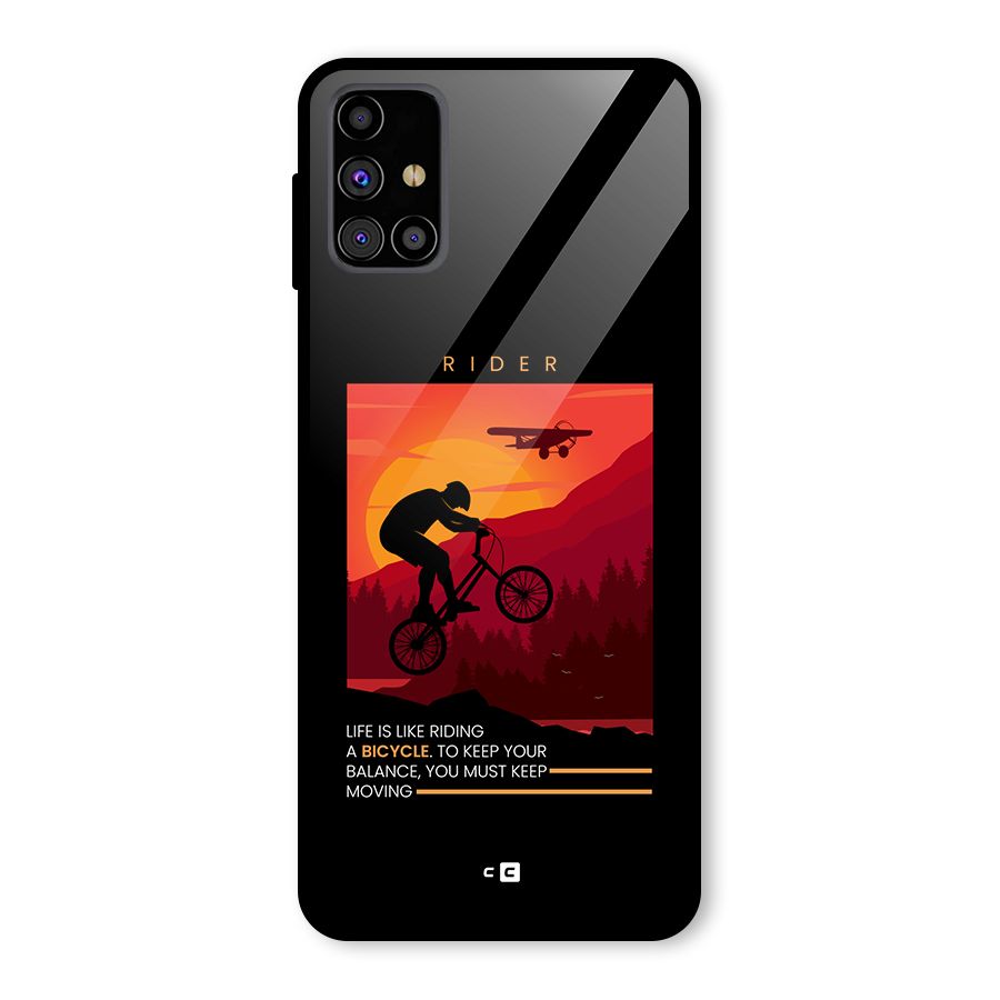 Keep Moving Rider Glass Back Case for Galaxy M31s