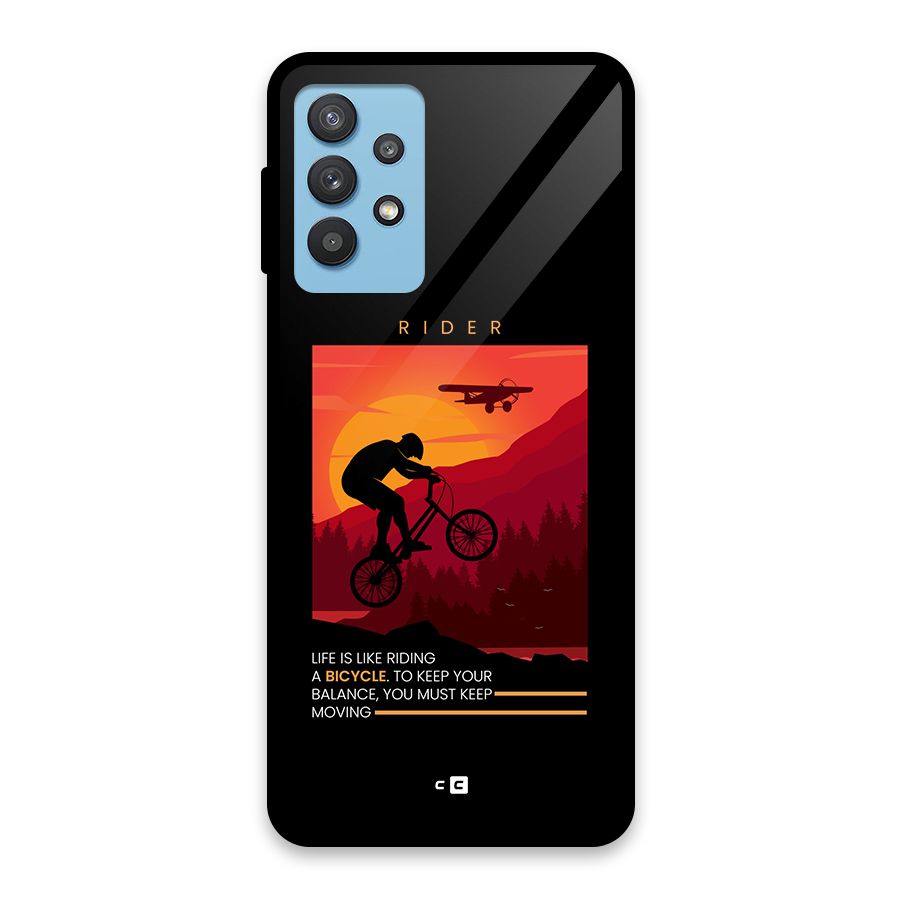 Keep Moving Rider Glass Back Case for Galaxy M32 5G
