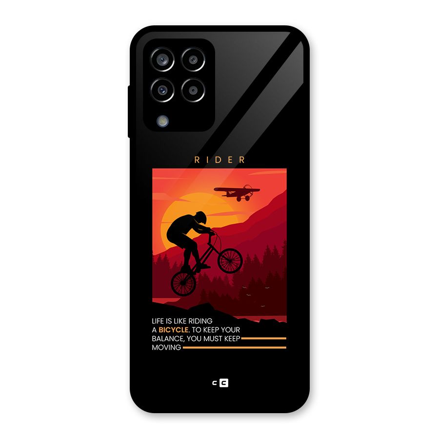 Keep Moving Rider Glass Back Case for Galaxy M33