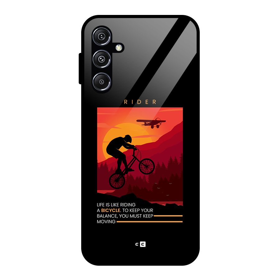 Keep Moving Rider Glass Back Case for Galaxy M34 5G