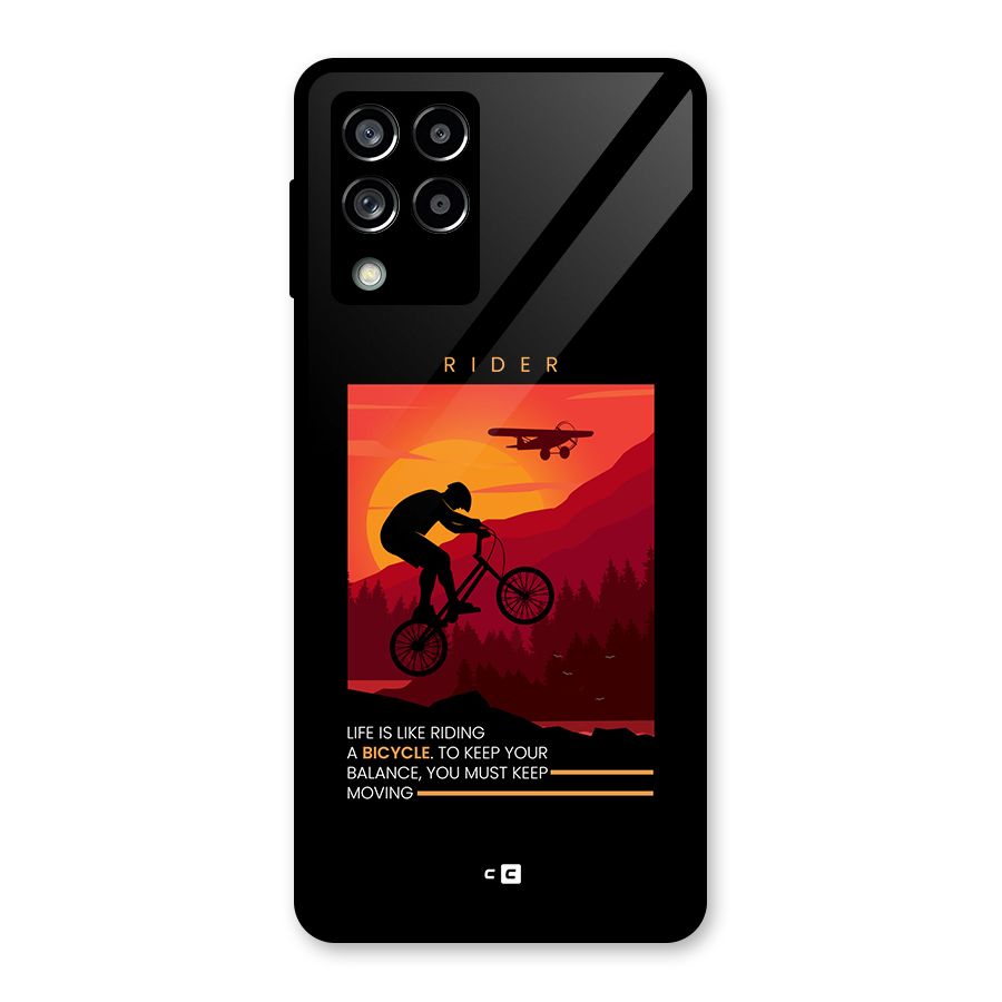 Keep Moving Rider Glass Back Case for Galaxy M53 5G
