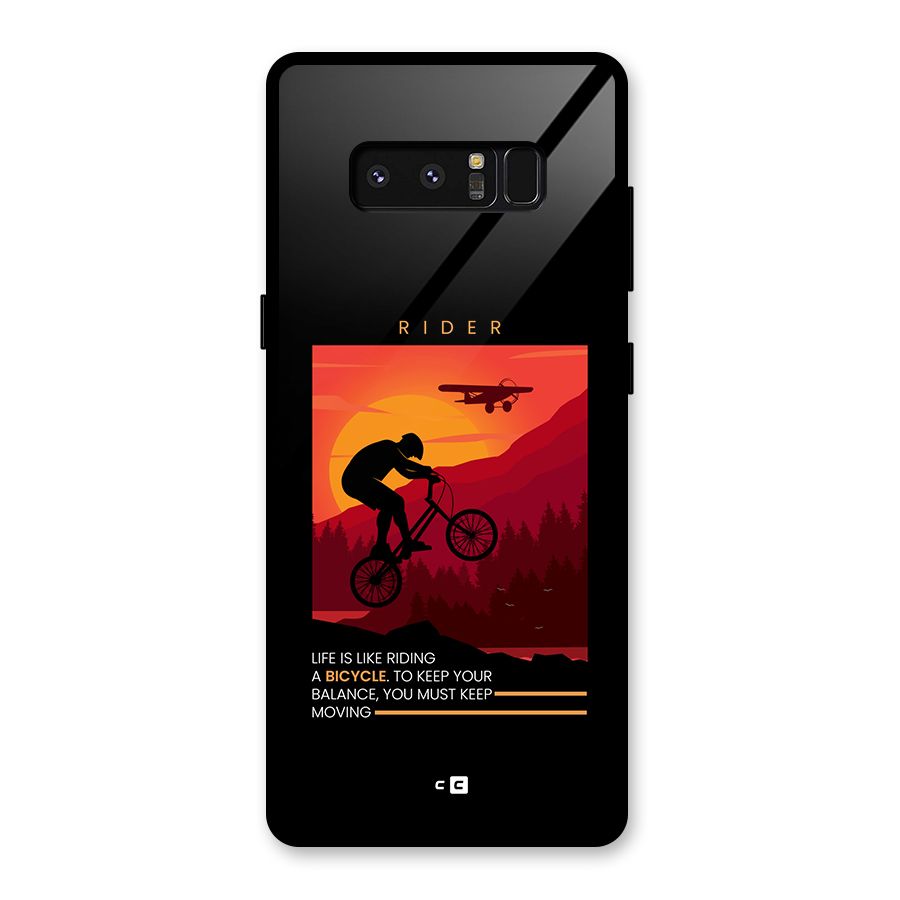 Keep Moving Rider Glass Back Case for Galaxy Note 8