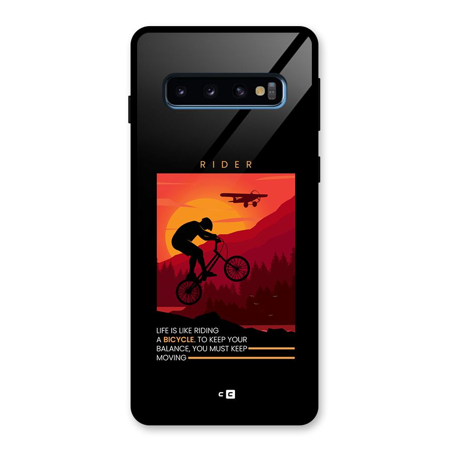 Keep Moving Rider Glass Back Case for Galaxy S10