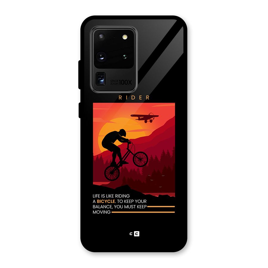 Keep Moving Rider Glass Back Case for Galaxy S20 Ultra