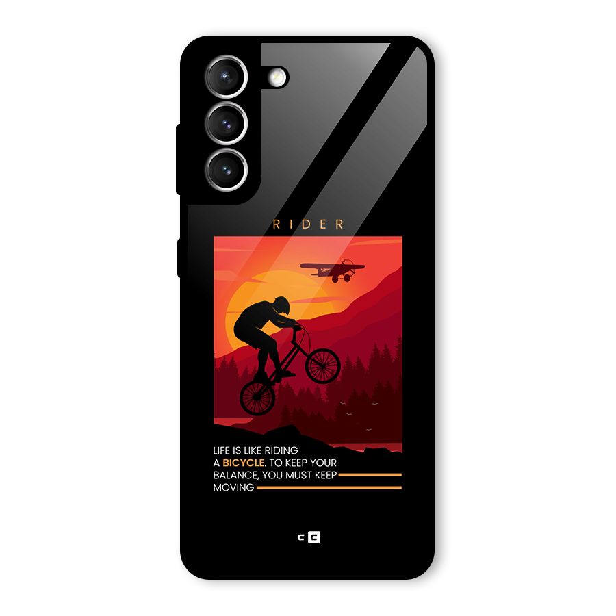Keep Moving Rider Glass Back Case for Galaxy S21 5G
