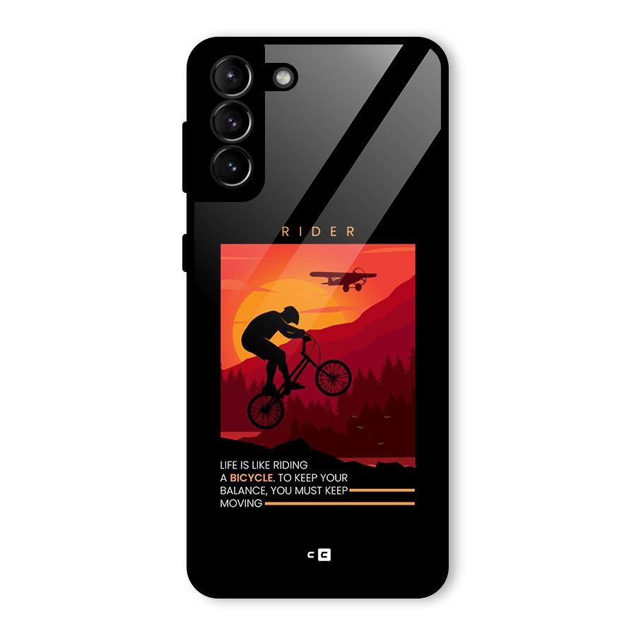 Keep Moving Rider Glass Back Case for Galaxy S21 Plus