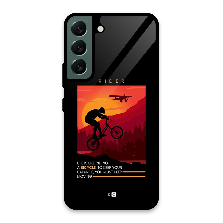 Keep Moving Rider Glass Back Case for Galaxy S22 5G