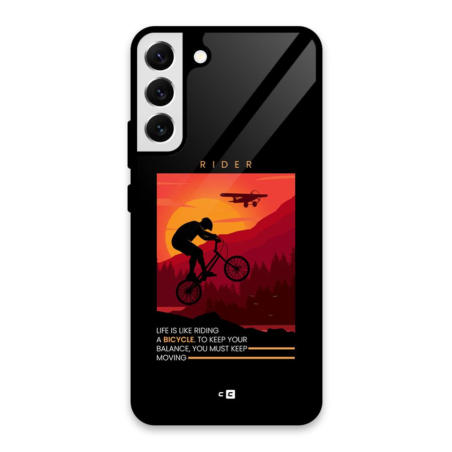 Keep Moving Rider Glass Back Case for Galaxy S22 Plus 5G