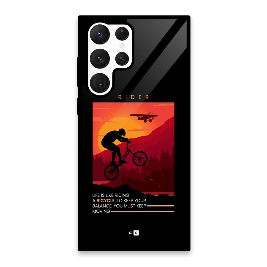 Keep Moving Rider Glass Back Case for Galaxy S22 Ultra 5G