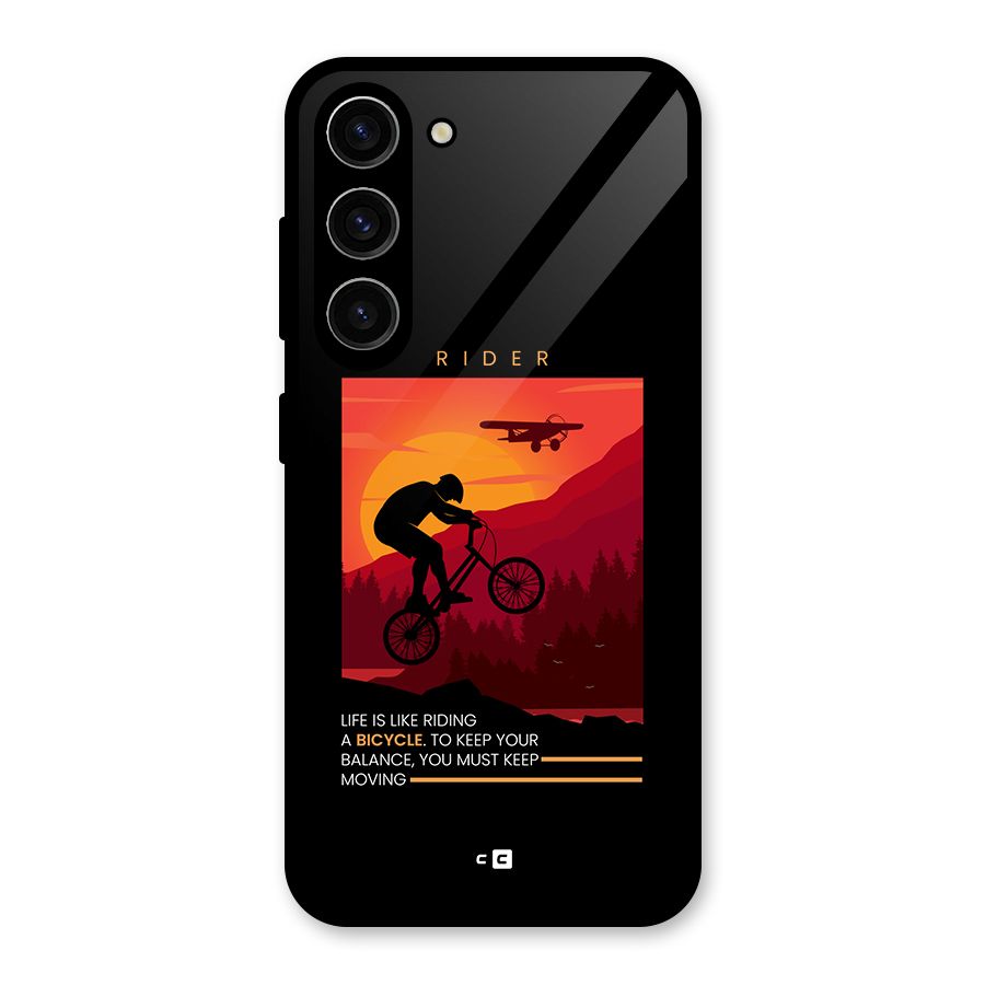 Keep Moving Rider Glass Back Case for Galaxy S23